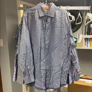 Robert Graham Navy and White Checkered Shirt
